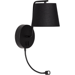 Zwarte wandlamp met LED leeslamp - Slaapkamerverlichting - Zwart