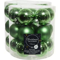 54x stuks kleine glazen kerstballen groen 4 cm mat/glans - Kerstbal