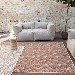 Buitenkleed Deco roest/wit dubbelzijdig Roest,Oranje - Polypropyleen - 200 x 290 cm - (L)