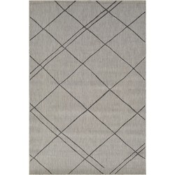 Vercai Rugs Terrace Collectie - Laagpolig Vloerkleed - Tapijt voor Binnen en Buiten - Polypropyleen - Pebble / Grijs - 80x150 cm
