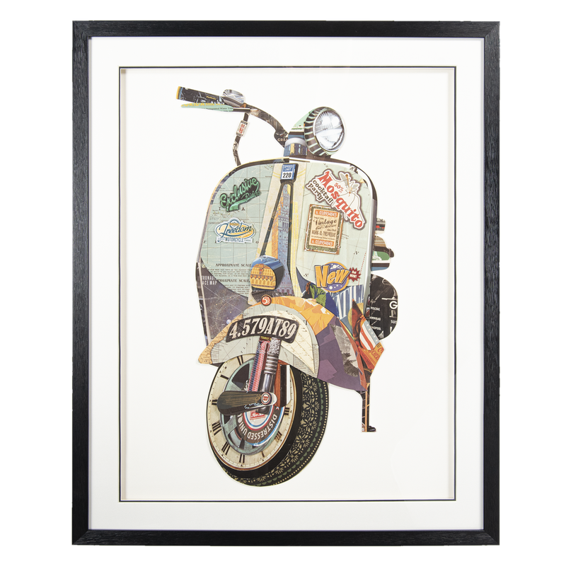 Clayre & Eef Schilderij - 72*4*90 cm - meerkleurig - kunststof / papier - rechthoek - scooter - Clayre & Eef - 50323 - 