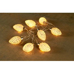 Batterijverlichting 8 dennenappels van glas 8 cm