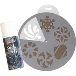 Sneeuwspray kerst raamsjablonen 6 stuks met sneeuwspray - Kerst raamsjablonen