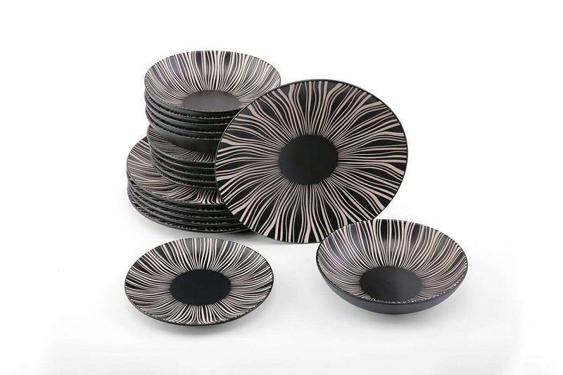 Buccan - borden set - Zebra Zwart Wit - 18 pcs - 