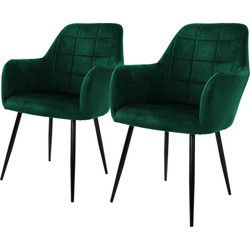 ML-Design set van 2 eetkamerstoelen, donkergroen, met rugleuning en armleuningen