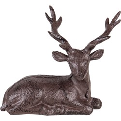 Clayre & Eef Beeld Hert 15x9x15 cm Bruin Ijzer Kerstdecoratie