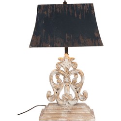 Clayre & Eef Tafellamp  40x28x67 cm  Wit Hout Rechthoek Bureaulamp