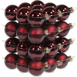 36x Donkerrode glazen kerstballen 4 cm mat/glans - Kerstbal