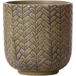 Kolibri Home | Herringbone bloempot - Groene keramieken sierpot Ø12cm