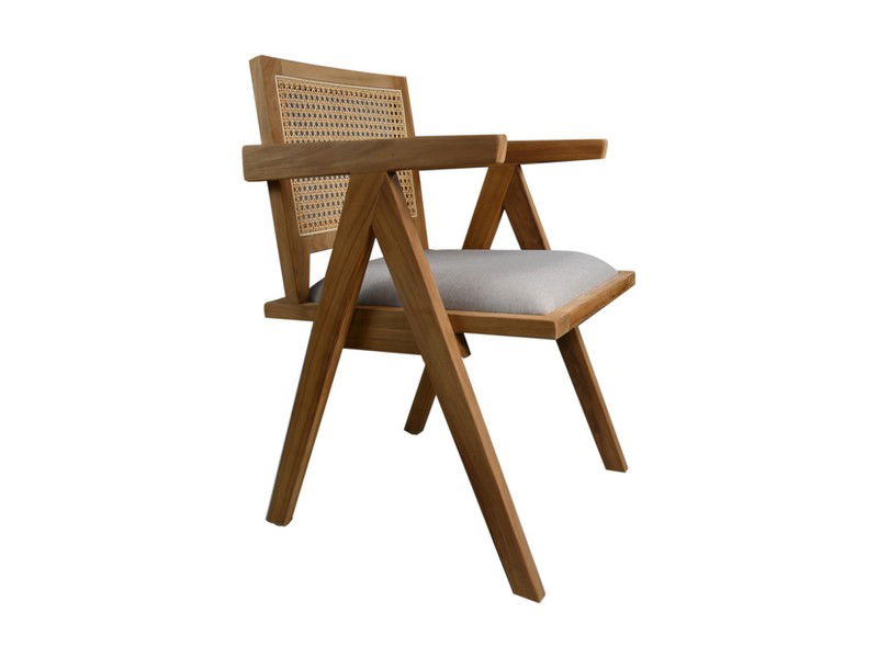 HSM Collection-Eetkamerstoel Phi+ zitting-52x54x83-Naturel/Grijs-Teak/Stof - 