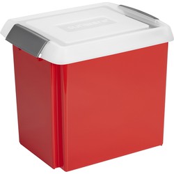 Sunware opslagbox kunststof 45 liter rood 45 x 36 x 36 cm met hoge deksel - Opbergbox