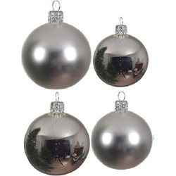 Glazen kerstballen pakket zilver glans/mat 38x stuks 4 en 6 cm - Kerstbal