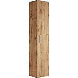 Badplaats Badkamerkast Pluto 30 x 30 x 150 cm - Eiken - Hangende Badkamerkasten Hoog met 1 Deur