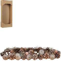 House of Seasons Kerststuk met Theelichthouders - L54 x B17 x H10 cm - Perzik