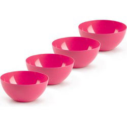 Plasticforte kommetjes/schaaltjes - 4x - dessert/ontbijt - kunststof - D17 x H8 cm - fuchsia roze - Kommetjes
