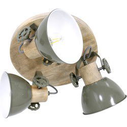 Mexlite - spot - Gearwood - groen - metaal rubber wood - Ø 38cm - E27 - 3063G