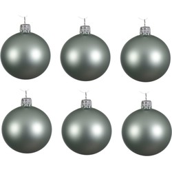 Decoris kerstballen - 6x st - mintgroen - 6 cm - glas - mat - Kerstbal