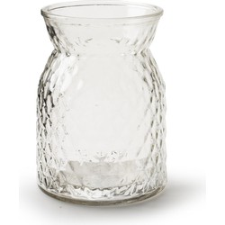 Bloemenvaas - helder bewerkt/transparant glas - H16 x D12 cm - Vazen