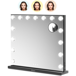 Mirlux Hollywood Make Up Spiegel - LED Verlichting - 10X Zoom - Ophangbaar - Zwart - 58X48cm
