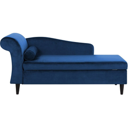 Beliani LUIRO - Chaise longue-Blauw-Fluweel