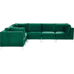 Beliani EVJA - Modulaire Sofa-Groen-Fluweel