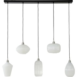 AnLi Style Hanglamp 5L stripe white glass mix