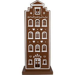 Clayre & Eef Gingerbread house met LED 31x16x75 cm Bruin IJzer Peperkoekhuisje