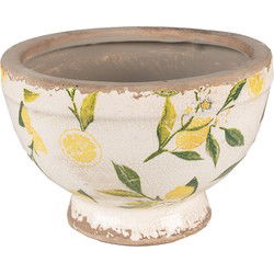 Clayre & Eef Bloempot  Ø 17x11 cm Geel Keramiek Citroen Bloempot binnen