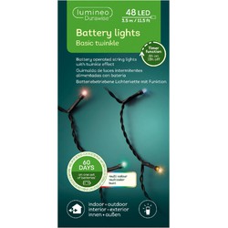 LED Durawise twinkle buitenverlichting op batterij gekleurd 48 lampjes - Kerstverlichting kerstboom