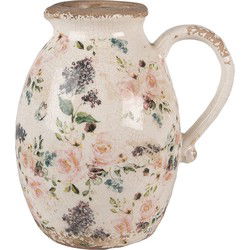 Clayre & Eef Decoratie Kan 20x16x22 cm Beige Roze Keramiek Bloemen