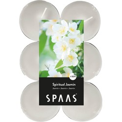 Spaas maxi waxinelichtjes - 12x - Spiritual Jasmin - 10 branduren - geurkaarsen