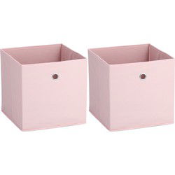 Zeller opbergmand/kastmand - 2x - 22 liter - lichtroze - 28 x 28 x 28 cm - Opbergmanden
