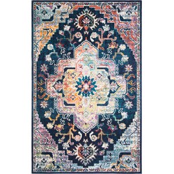 Safavieh Boho Indoor Woven Area Rug, Crystal Collection, CRS501, in Navy & Fuchsia, 91 X 152 cm
