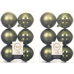 36x stuks kunststof kerstballen mos groen 8 cm glans/mat - Kerstbal