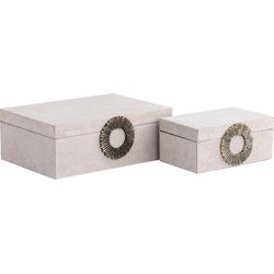 PTMD Opbergbox Hazael - 36x25x13 cm - Suede - Beige