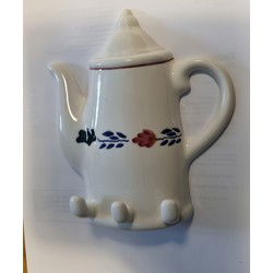 Boerenbont Handdoekrekje Koffiepot Vintage met 3 ophanghaken aardewerk