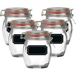Weckpot/inmaakpot - 10x - 750 ml - glas - met beugelsluiting - incl. etiketten - Weckpotten