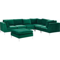 Beliani EVJA - Modulaire Sofa-Groen-Fluweel