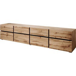 Meubella - TV-Meubel Cainan - Eiken - Zwart - 225 cm