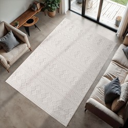 Binnen & Buiten vloerkleed - Zora Tribal Design - Creme - 160x230 cm
