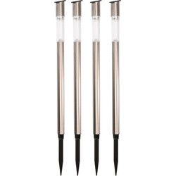 Lumineo Tuinfakkel Bodi - 4x - solar - RVS - warm wit - 57 cm - Prikspotjes