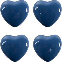 Clayre & Eef Deurknop Set van 4 Hart Blauw Keramiek
