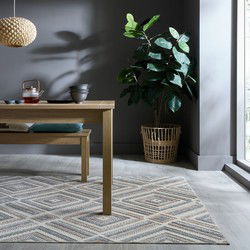 Laagpolig vloerkleed - Beckett - Wasbaar - Grijs - 120x170 cm