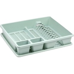 Plasticforte Afwas afdruiprek - mintgroen - kunststof - 48 x 38 x 9 cm - met lekbak - huis/camping - Afdruiprekken