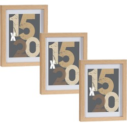 3x stuks houten fotolijst bruin geschikt voor een foto van 15 x 20 cm of 18 x 24 cm - Fotolijsten
