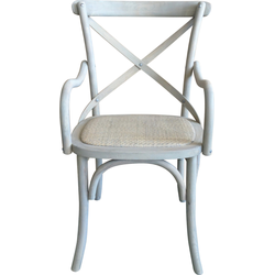 Set van 6 bridge fauteuils van massief hout en webbing L62 cm - BISTROT