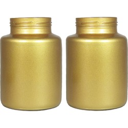 Set van 2x bloemenvazen - mat goud glas - H20 x D14.5 cm - Vazen