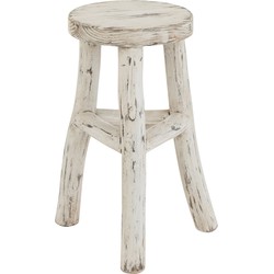 J-line - Kruk Ibiza Rond Hout White Wash - 26x26x50cm