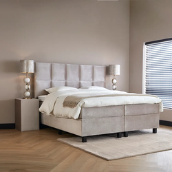 Boxspringbed  - 160x210 cm - Velvet Beige -  Alexia Inclusief  cm matras en topper