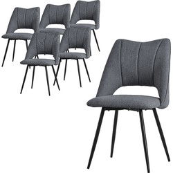 Eetkamerstoel set van 6 grijs gestoffeerd incl. montagemateriaal Gestoffeerde stoel Keukenstoel ML design